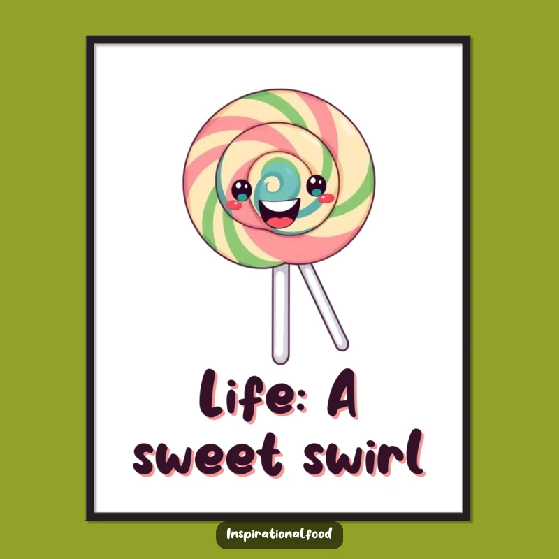 Funny Free Printable Wall Art: Spinning Lollipop Character for Playful Home Decor