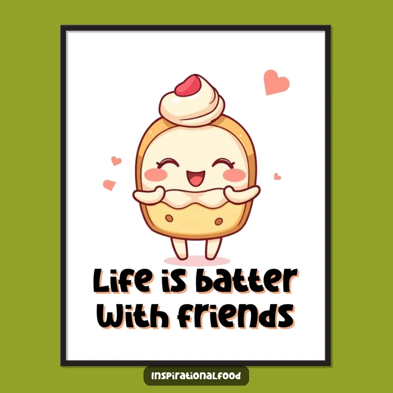 Funny Free Printable Wall Art: Joyful Pastry Sharing Food Art, Whimsical Downloadable Decor