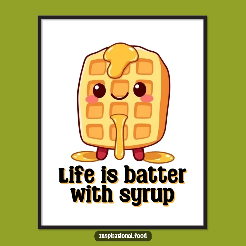 Funny Free Printable Wall Art: Smiling Waffle Syrup Downloadable Decor