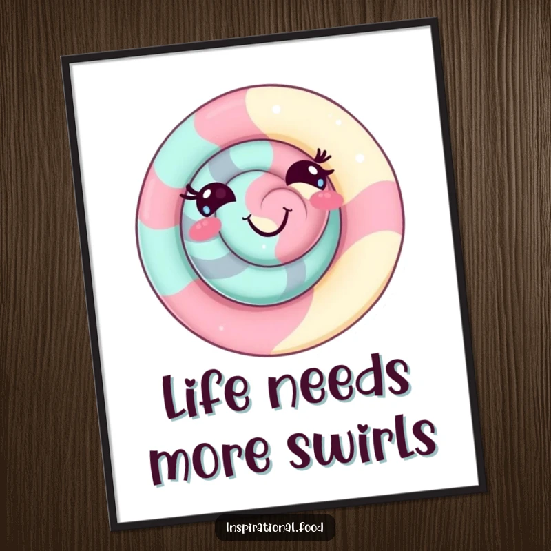 Funny Free Printable Wall Art: A delighted candy swirl character with a playful grin, adding whimsical fun to any space.