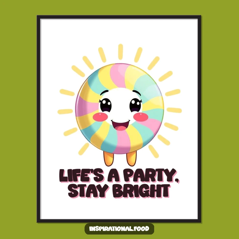 Free Printable Wall Art: Smiling Candy Character, Vibrant Art, Funny Downloadable Decor