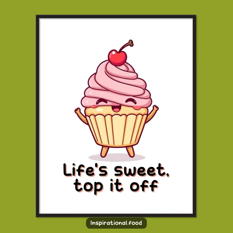Funny Free Printable Wall Art: Bouncing Cupcake Downloadable Art for Kitchen Decor