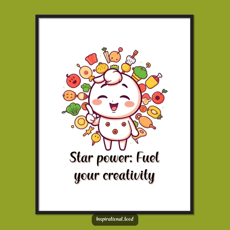 Free Printable Wall Art: Winking Foodie Character, Quirky Art for Your Kitchen