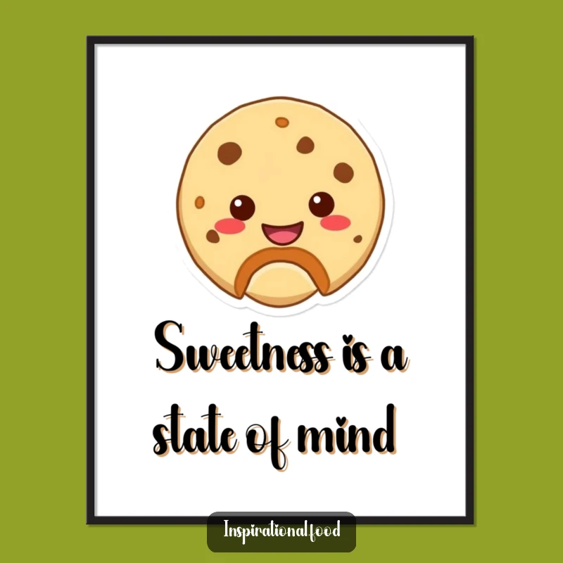 Funny Free Printable Wall Art: Smiley Cookie Bite Downloadable Decor