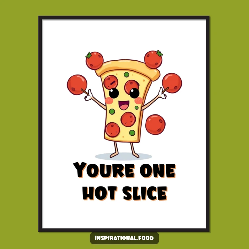 Free Printable Wall Art: Pizza Juggling Pepperoni Downloadable Foodie Decor
