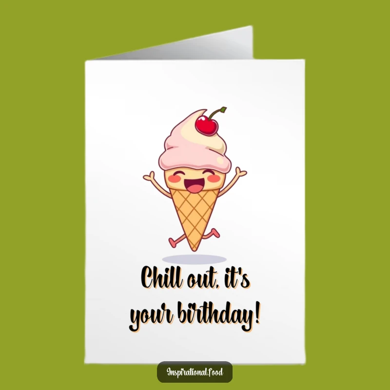 Free Printable Birthday Card: Laughing Ice Cream Cone Funny Downloadable Gift