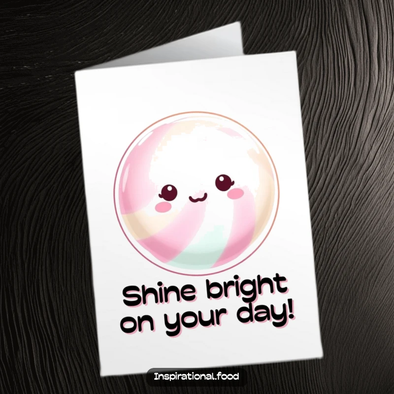 Funny Free Printable Birthday Card: A beaming piece of hard candy with a shimmering surface, radiating joy and sparkle.