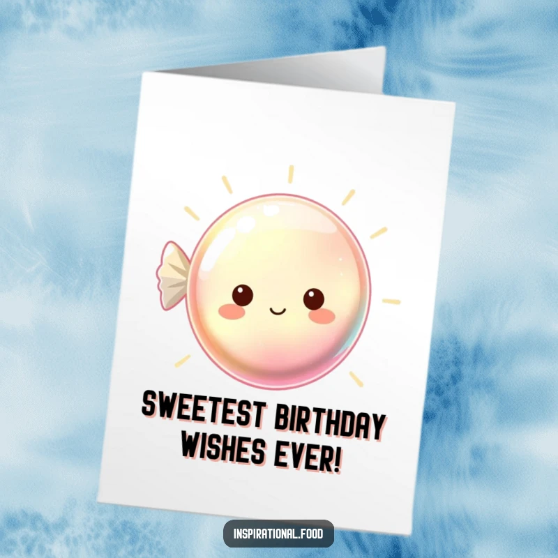 Funny Free Printable Birthday Card: Beaming hard candy with a shimmering surface, radiating birthday happiness and zest.