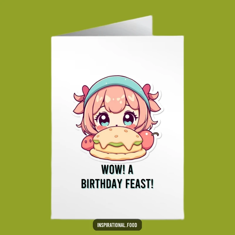 Free Printable Birthday Card: Wide-Eyed Wonder at Food Art, Funny Downloadable Gift