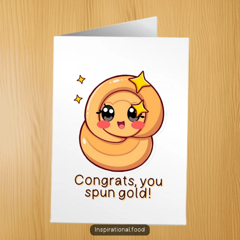 Funny Free Printable Congratulations Card: Character spins with starry eyes, symbolizing excitement and dizzying success.