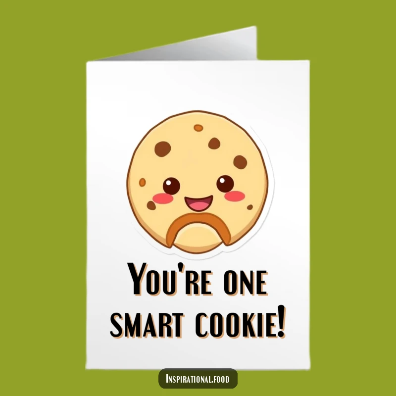 Free Printable Congrats Card: Cheerful Cookie Bite Smile Downloadable Gift