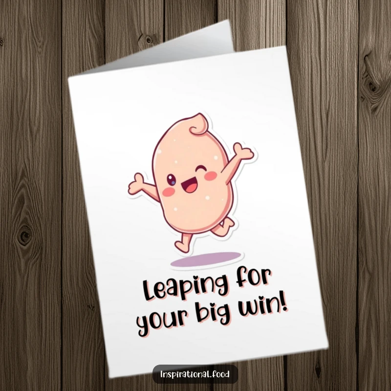 Funny Free Printable Congratulations Card showcasing a vibrant candy character leaping with excitement and sweet energy.