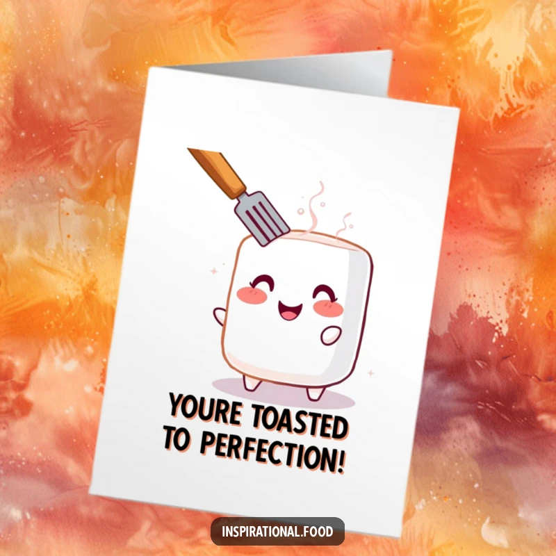 Funny Free Printable Congratulations Card: Toasted marshmallow beaming with pride, perfect for celebrating awesome news.