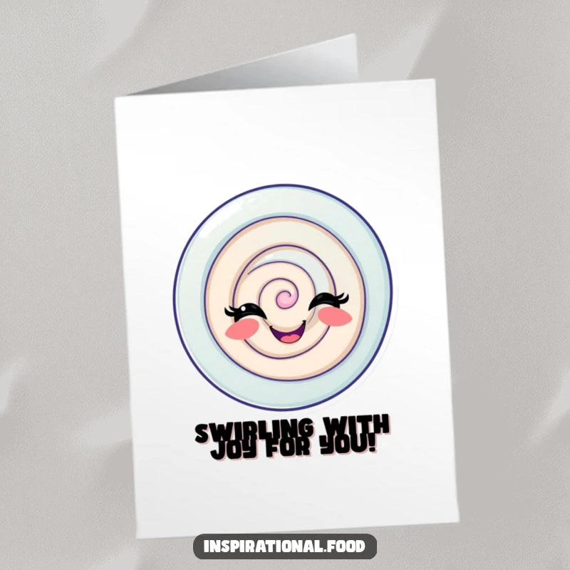 Funny Free Printable Congratulations Card: A delighted candy swirl with a playful grin celebrating your success.