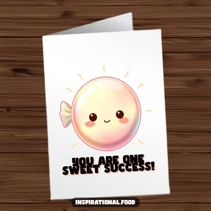 Funny Free Printable Congratulations Card: Shimmering hard candy beaming with pride, perfect for celebrating any sweet success.