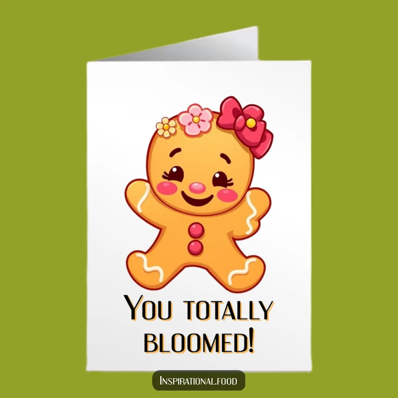 Free Printable Congrats Card: Gingerbread Man Offers Funny Bloom for Any Celebration