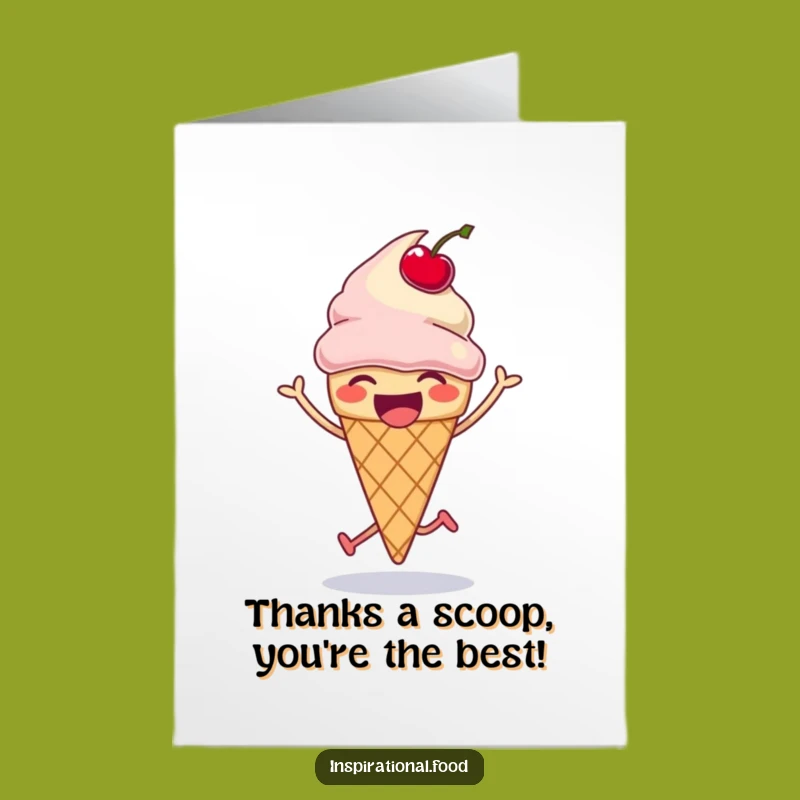 Free Printable Thank You Card: Amusing Ice Cream Cone Expressing Gratitude Downloadable