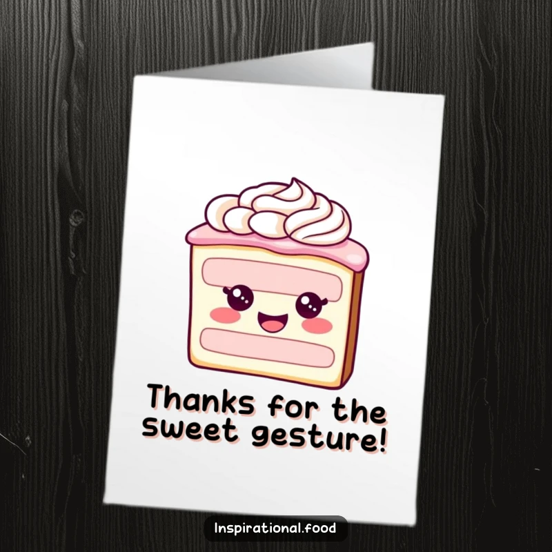 Funny Free Printable Thank You Card: A cheerful cake slice with artistic frosting swirls, expressing thanks.