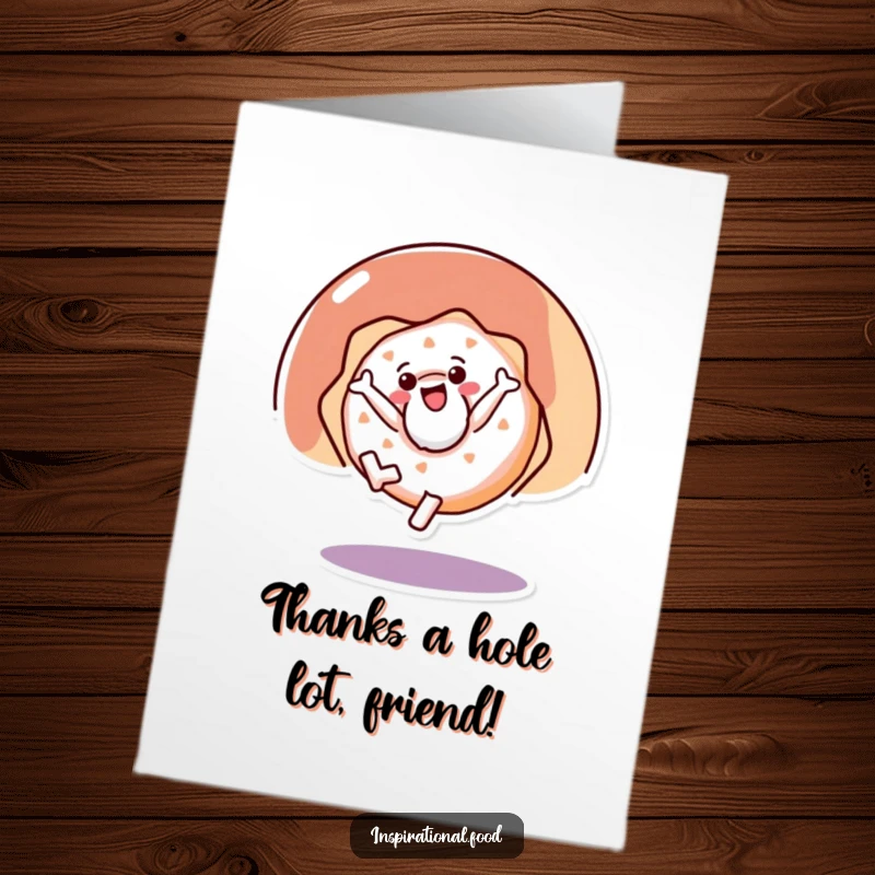 Funny Free Printable Thank You Card: A happy doughnut character mid-cartwheel, a unique way to say thanks.