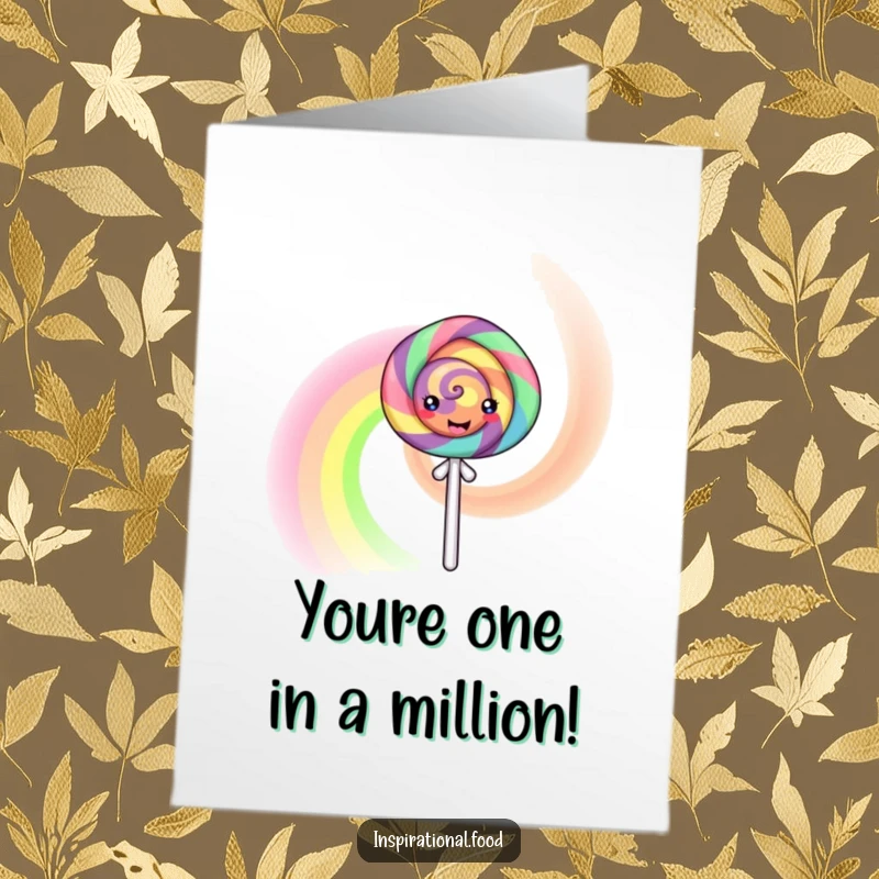 Funny Free Printable Thank You Card: Happy lollipop character making a rainbow, offering a sweet and colorful thank you.