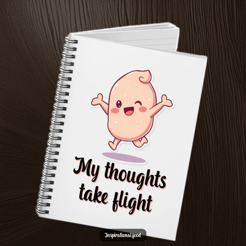 Funny Candy Notebook displaying a joyful candy character in mid-leap, ready to capture notes and inspire creativity.