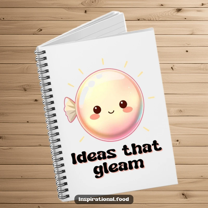 Funny notebook with a beaming, shimmering hard candy, ready to hold your sweetest thoughts and plans.