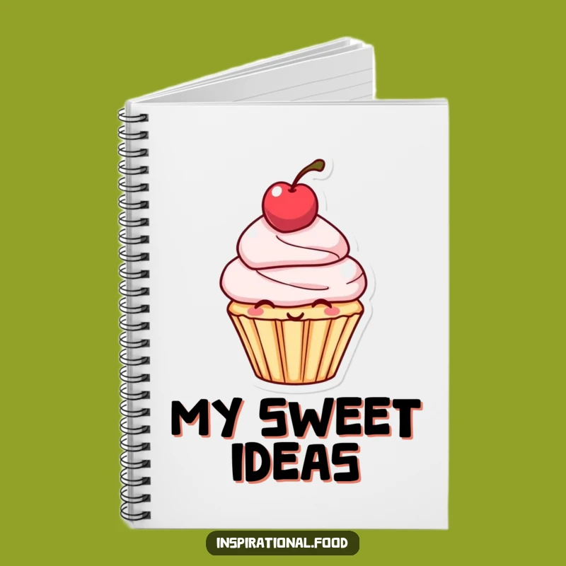 Funny Cupcake Cherry Notebook - Creative Character Dessert Journal Gift
