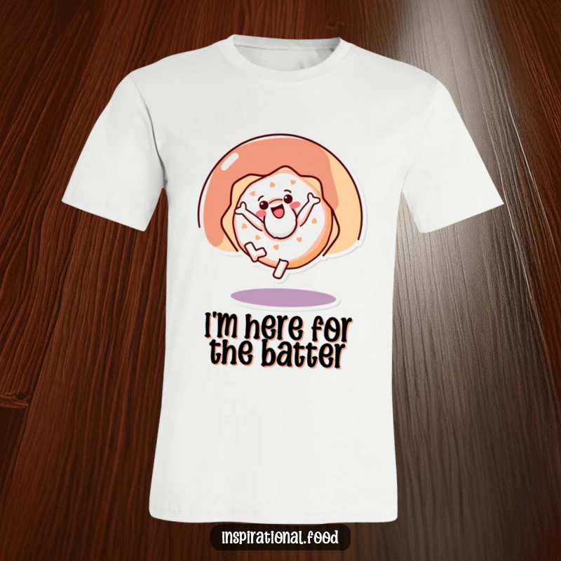 Funny t-shirt showcasing a smiling doughnut character mid-cartwheel, radiating happiness and a love for sweet treats.