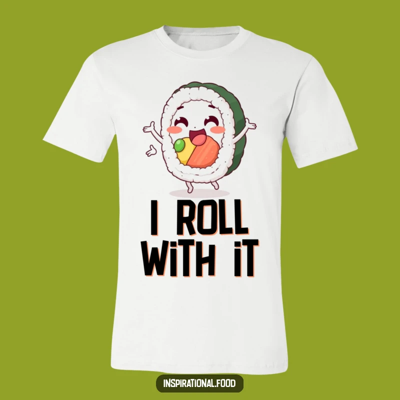 Funny Sushi Loop T-Shirt: Delighted Character Tee, Fun Food Gift
