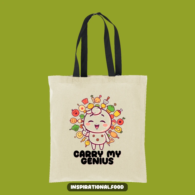 Funny Food Icon Tote Bag: Winking Character Carry-all for Creative Groceries