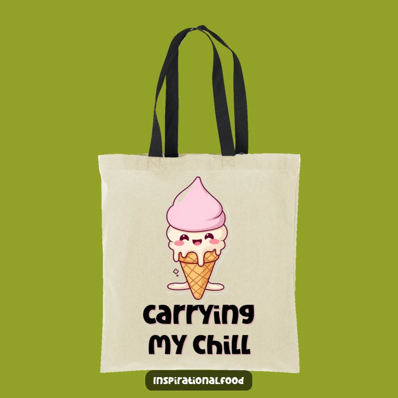 Funny Ice Cream Tote Bag: Beaming Cone's Sweet Melt, Stylish Treat Carryall