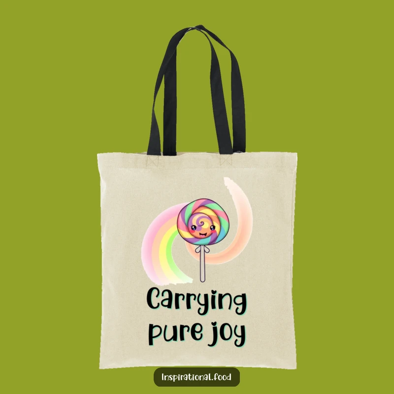 Funny Rainbow Lollipop Tote Bag - Whimsical Character Art, Carry Fun