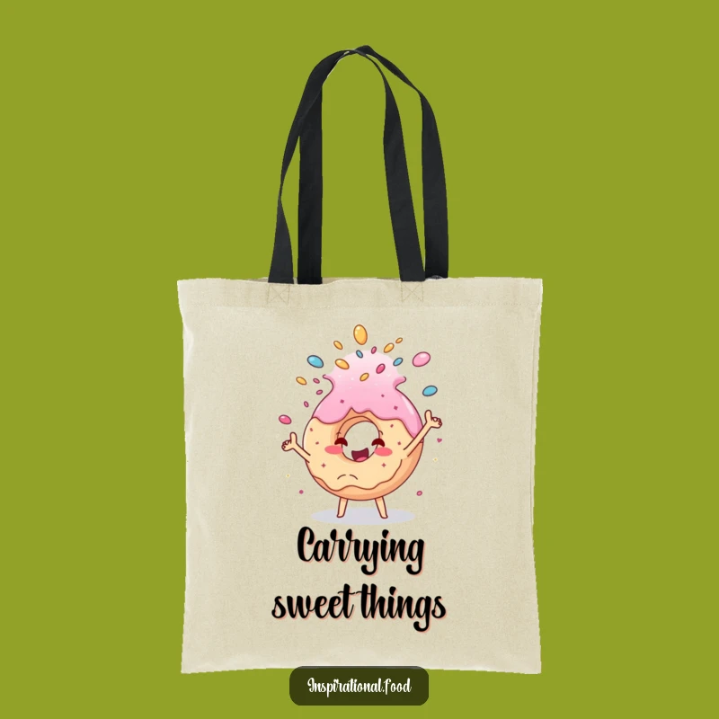 Funny Donut Cascade Tote Bag: Cheerful Sugar Carryall, Dessert Gift