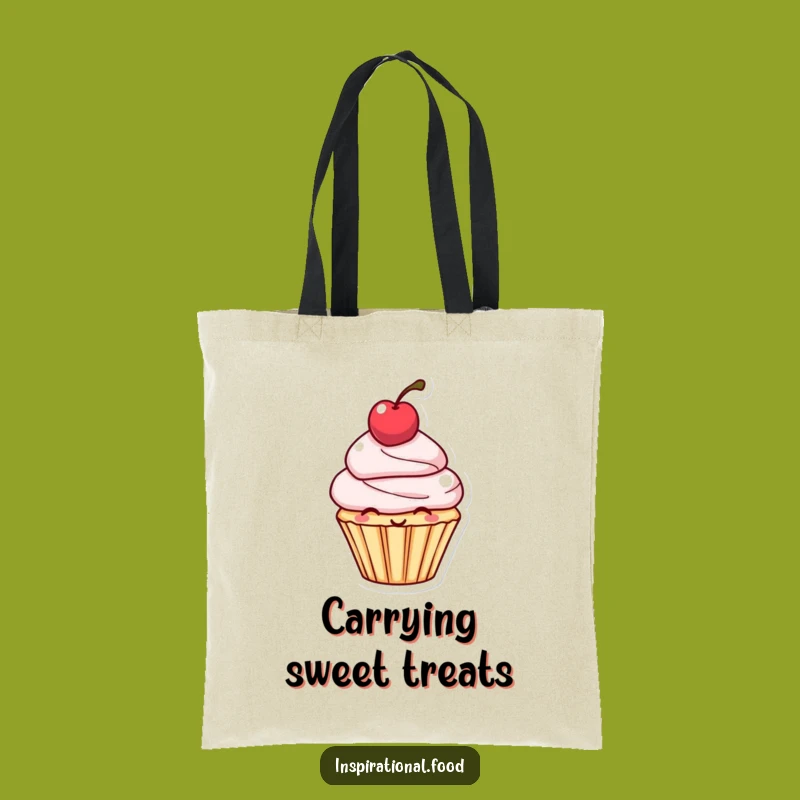 Funny Cupcake Cherry Tote Bag - Chic Character Dessert Carry-All Gift