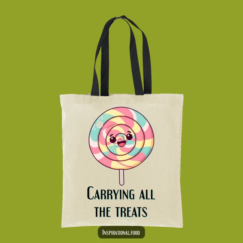 Funny Spinning Lollipop Tote Bag: Happy Swirl Design, Perfect Gift Accessory