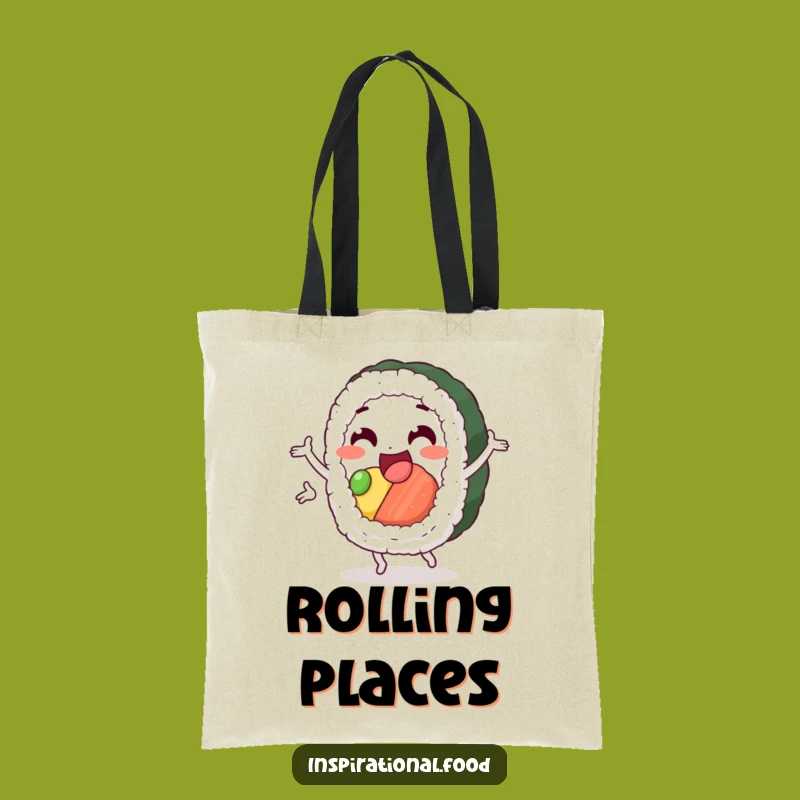 Funny Sushi Loop Tote Bag: Delighted Character Carryall, Foodie Gift